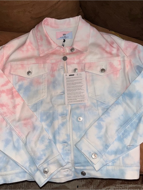 Chiara Ferragni Jackets & Blazers - Chiara Ferragni Pink and Blue Tie-Dye Jean Jacket